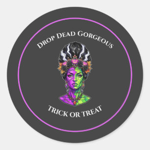 Redondo Adesivo Personalizado Noiva de Halloween Neon Moro