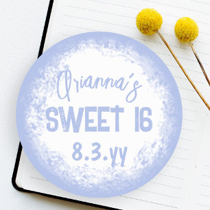 Redondo Adesivo Personalizado Sweet 16 Azul Claro
