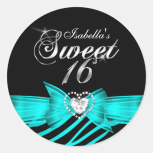 Redondo Adesivo Personalizado Sweet 16 Dezesseis Aqua Pret