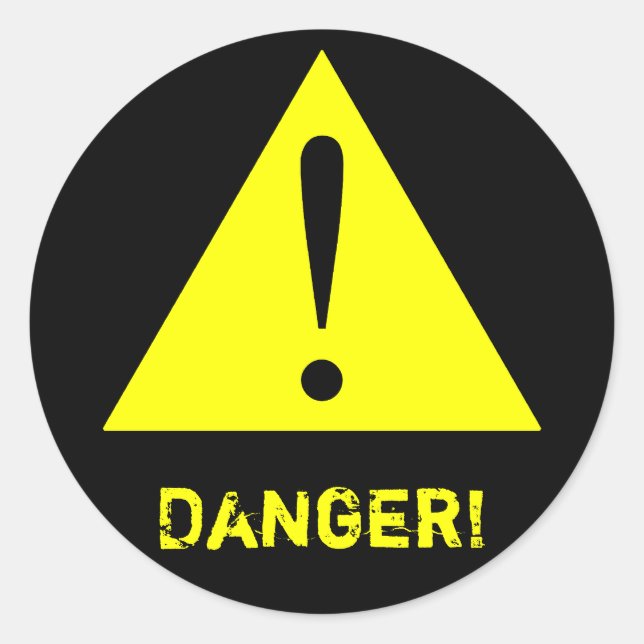 Redondo Adesivo Personalizável de símbolos de aviso preto  (Frente)