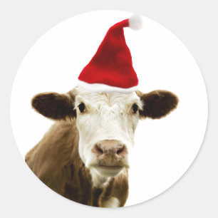 Redondo Adesivo personalizável de VACA COM CHAPÉU DE PAPAI