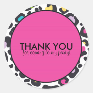 Redondo Adesivo personalizável   Impressão Neon Leopard