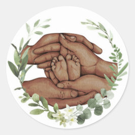 Redondo Adesivo Pés de Bebê nas Mãos
