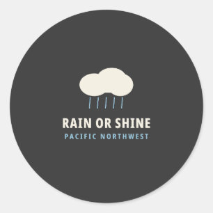 Redondo Adesivo PNW Chuva ou Sol Camiseta Chuva PNW