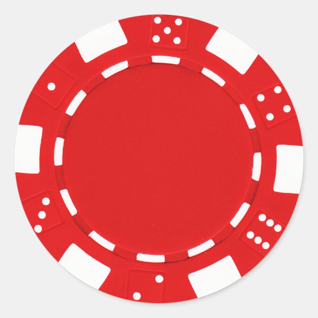 Redondo adesivo pokerchip vermelho (Frente)