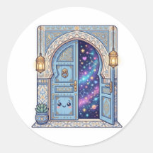 Adesivo Porta Marroquina Mágica Kawaii Fofa Galáxi