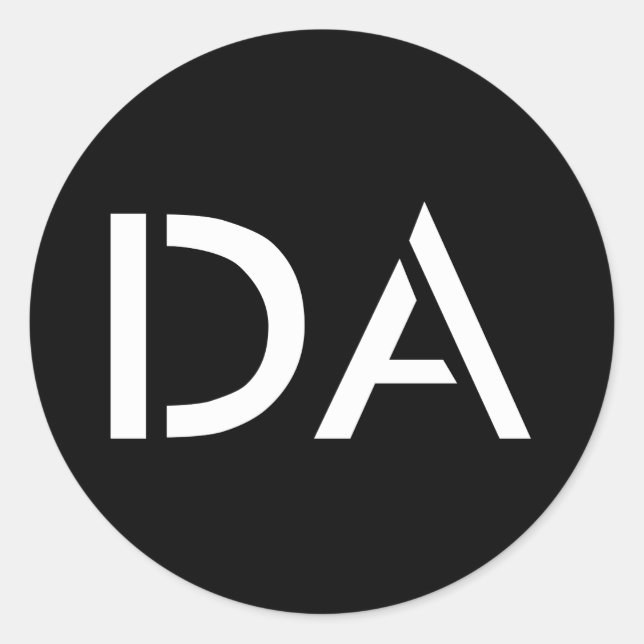 Redondo Adesivo preto clássico da DA (Frente)