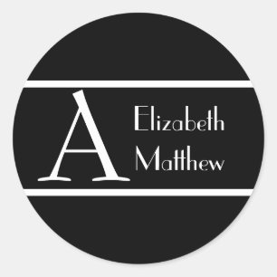 Redondo Adesivo Preto Simples Personalizar Sobrenome e Nom