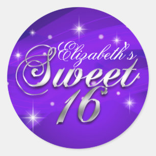 Redondo Adesivo Pretty Purple Sparkle Sweet Sixteen