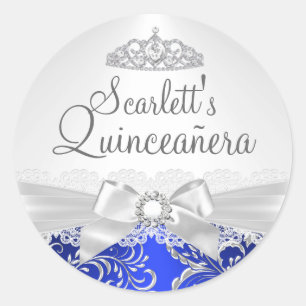 Redondo Adesivo Pretty Tiara & Bow Azul Quinceanera