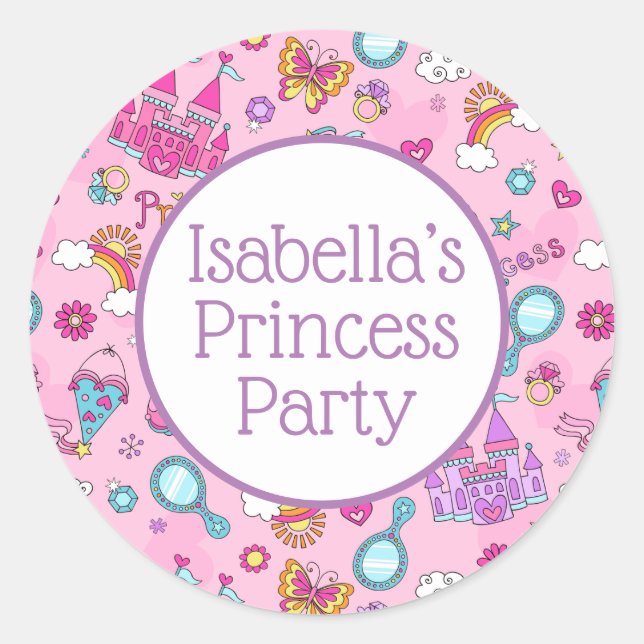 Redondo Adesivo princesa rosa, brilhante, pequeno, 1½ pole (Frente)