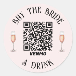Redondo Adesivo QR-Code Compre Noiva Uma Bebida