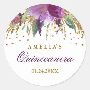 Redondo Adesivo Quinceanera Amethista Brilhante Glitter