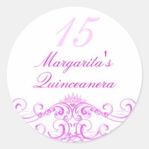 Redondo Adesivo Quinceanera Tiara Princesa Rosa