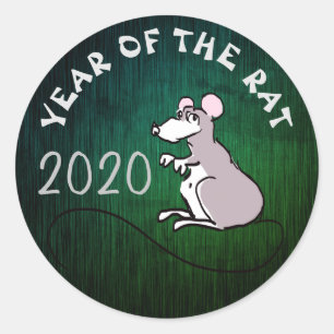 Redondo Adesivo Rat Chinês do Ano Novo 2020 da História 