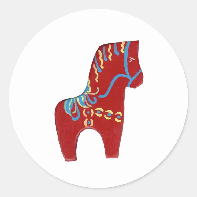 Redondo Adesivo Red Dala Horse # 6 (Frente)