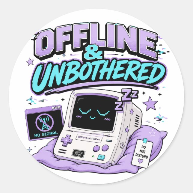 Redondo Adesivo Retro Offline e Sem Perturbações (Frente)