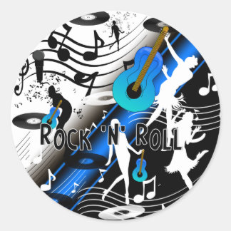 Redondo Adesivo Retro Rock 'N' Roll Música Me Faz Vibrar