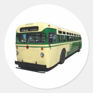 Redondo Adesivo Retro Verde e Creme do Ônibus de Sab Franc