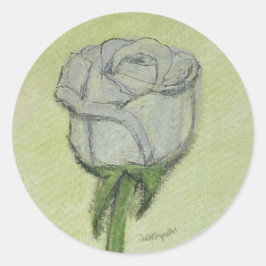 Redondo Adesivo Rosa Branca desenho à mão obra de arte ori