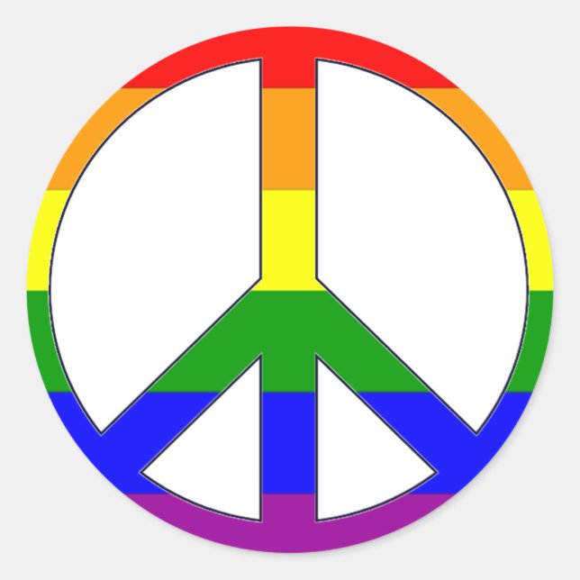 Redondo Adesivo Símbolo de Paz Arco-íris (Frente)