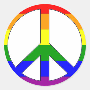 Redondo Adesivo Símbolo de Paz Arco-íris