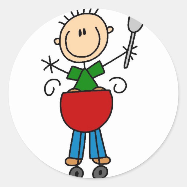 Redondo Adesivo Stick Figure Bbq (Frente)