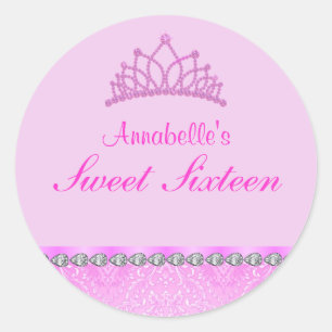 Redondo Adesivo Sweet16 Tiara Rosa