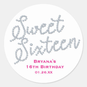 Redondo Adesivo Sweet 16 Dezesseis Diamante e Diamantes