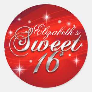 Redondo Adesivo Sweet Sixteen Brilho Vermelho Bonito