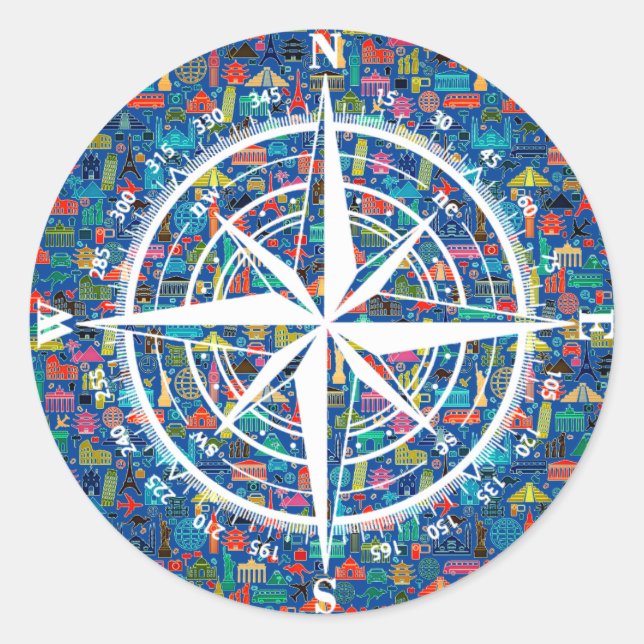 Redondo Adesivo tema Viagem (Frente)