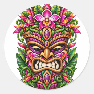 Redondo Adesivo Tiki Escudo de Orquídea