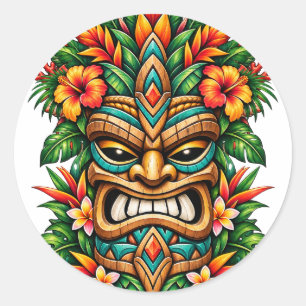 Redondo Adesivo Tiki Hibisco Dourado