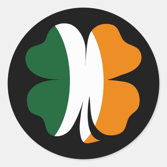 Redondo Adesivo trevo de 4 folhas irlandês (Frente)