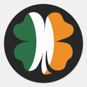 Redondo Adesivo trevo de 4 folhas irlandês