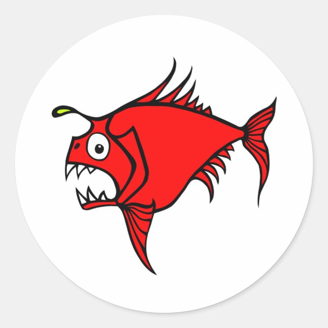 Redondo Adesivo vermelho de peixe (Frente)