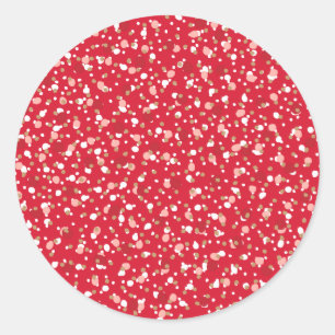Redondo Adesivo Vermelho de Purpurina de Feriado