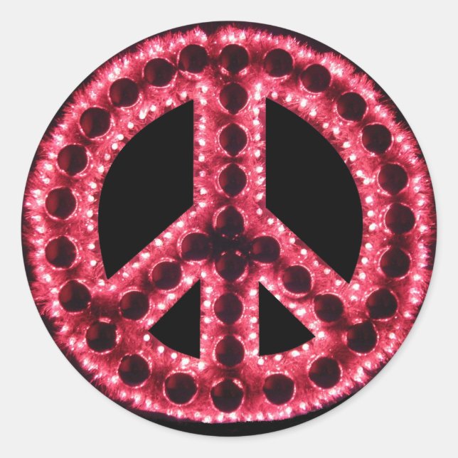 Redondo adesivo vermelho de sinal de paz (Frente)