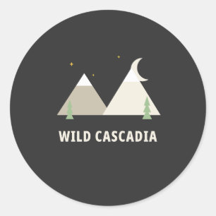 Redondo Adesivo Wild Cascadia Camiseta PNW Vida Selvagem