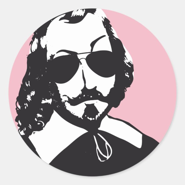Redondo Adesivo x20 Samuel Champlain Hipster óculos (Frente)