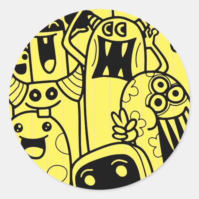 Redondo Adesivo YELLOW CUSTOMIZABLE MONSTRO FELIZ (Frente)