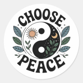 Redondo Adesivo Yin-Yang Escolha a Paz