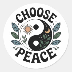 Redondo Adesivo Yin-Yang Escolha a Paz