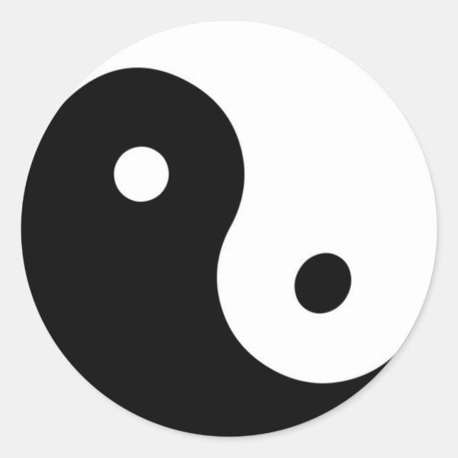 Redondo adesivo Yin yang preto e branco (Frente)