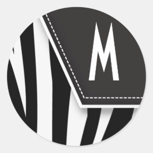 Redondo Adesivo Zany Zebra Monogramas (preto)