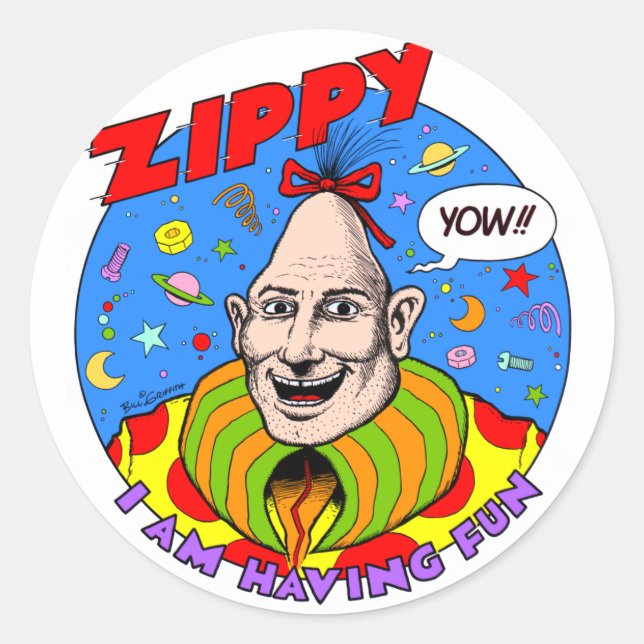 Redondo Adesivo Zippy "Yow" clássico (Frente)