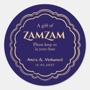 Redondo Água Zamzam Adesivo de Favor de Casamento Islâmico
