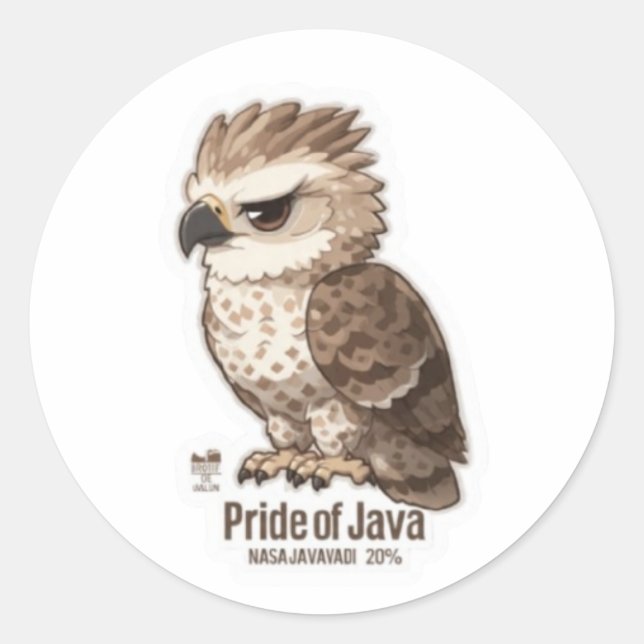 Redondo Águia-de-java Kawaii Adesivo - Nação Indonésia (Frente)