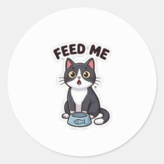 Redondo Alimente-me! Gato Faminto Adesivo Fofo