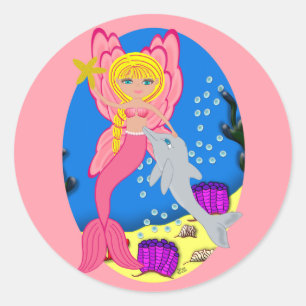 Redondo Ariel, a Merfaery rosa e o adesivo de golfinhos